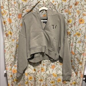 Tala (we are tala) Olive Green Cropped Hoodie